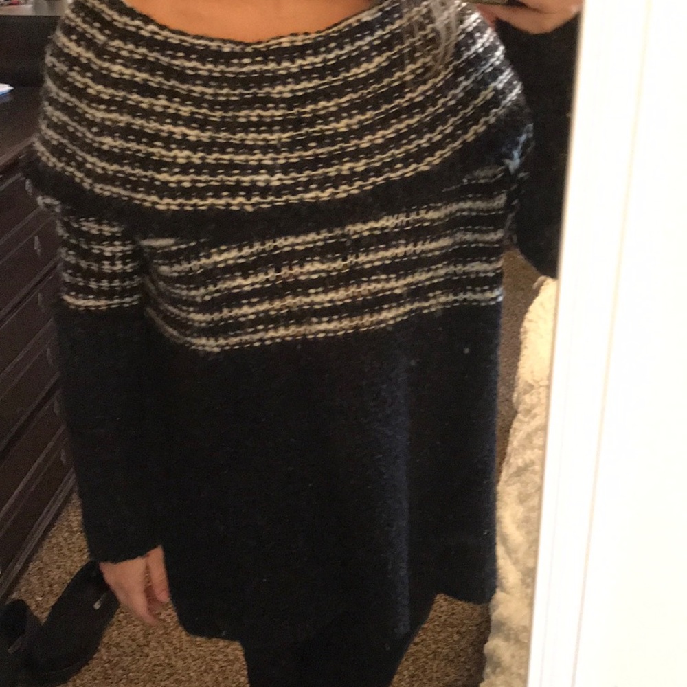 Black and white free people cozy sweater off shoul